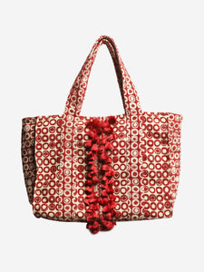 Malaga 4 Red and beige jacquard tote bag