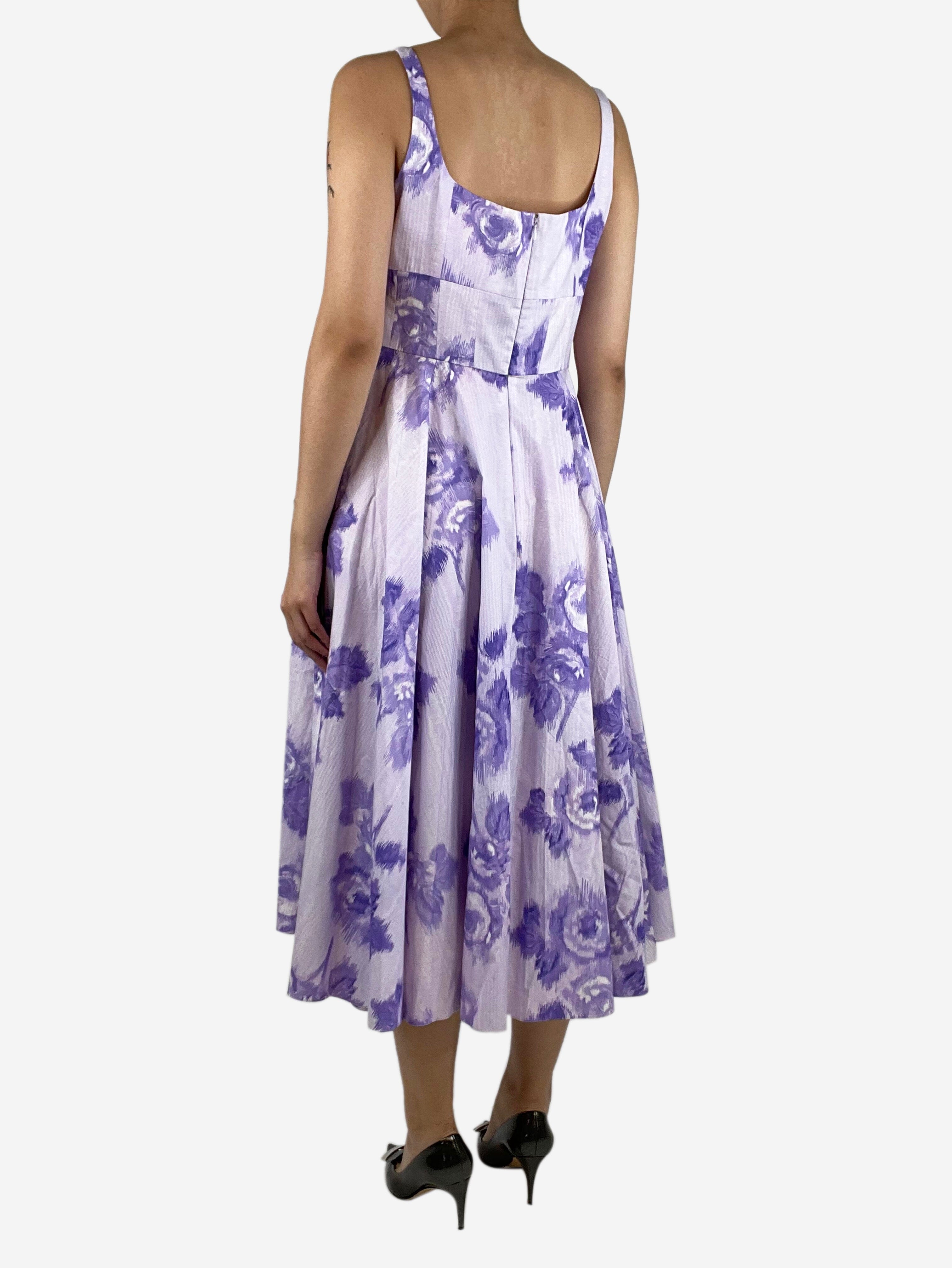 Purple floral printed midi dress - size UK 16 Dresses Emilia Wickstead 
