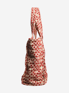 Malaga 4 Red and beige jacquard tote bag