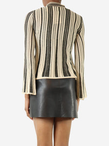 Zimmermann Cream and black Illustration metallic knit top - size UK 6