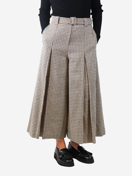 Brown houndstooth wool cullottes - size UK 12 product image