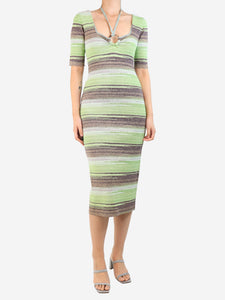 Veronica Beard Green stretch striped midi dress - size S