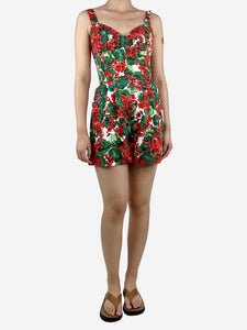 Dolce & Gabbana Green floral playsuit - size UK 8