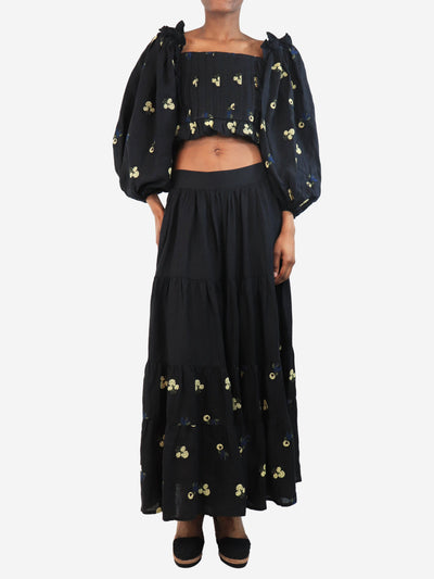 Black floral top and skirt set - size UK 8 Sets Lug Von Siga 