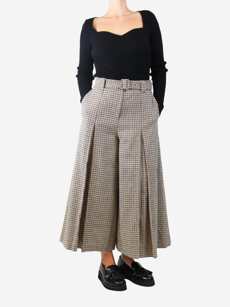 Brown houndstooth wool cullottes - size UK 12 alternate image