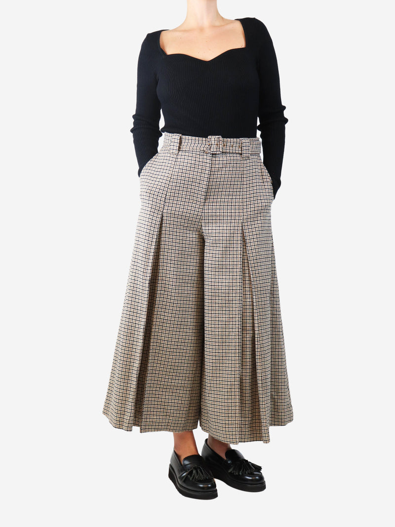 Brown houndstooth wool cullottes - size UK 12 Trousers Zimmermann 