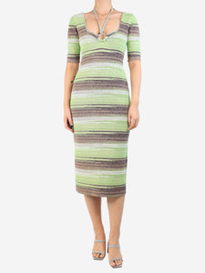 Veronica Beard Green stretch striped midi dress - size S