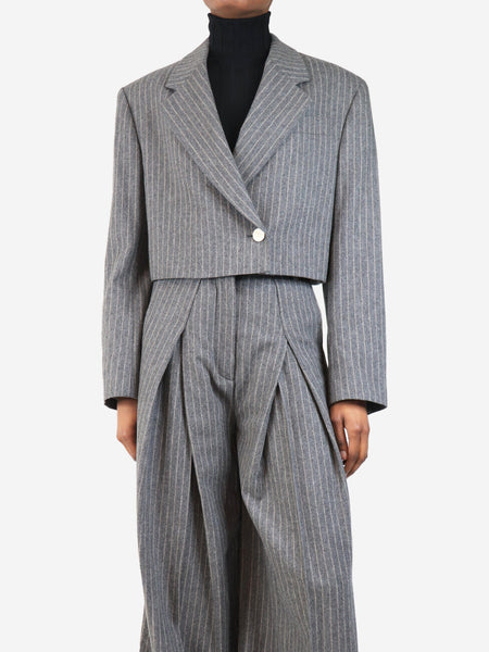 Grey cropped pinstripe blazer - size UK 8 product image
