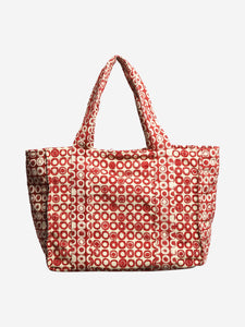 Malaga 4 Red and beige jacquard tote bag