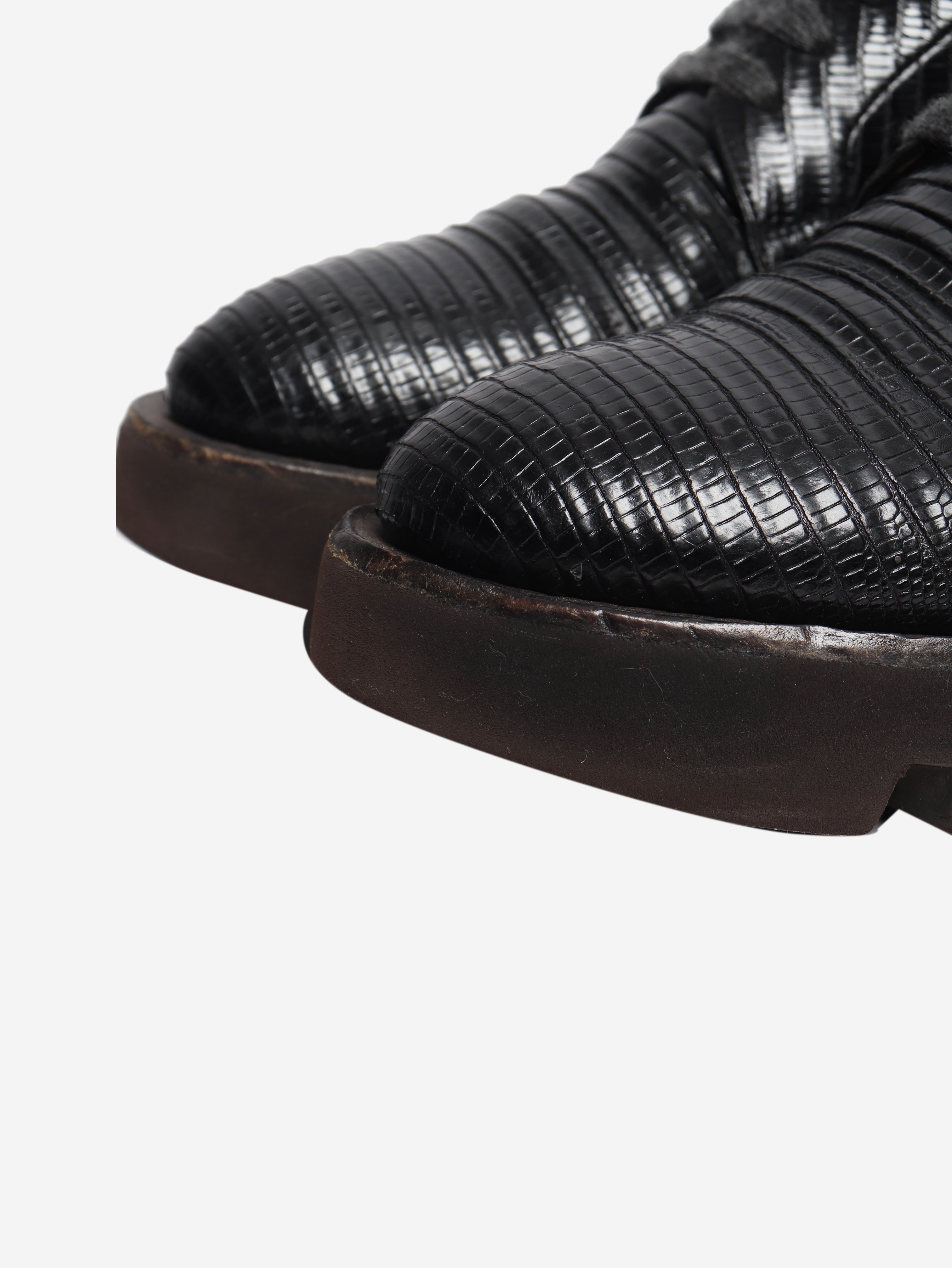 Black reptile effect Derby shoes - size EU 37 (UK 4)