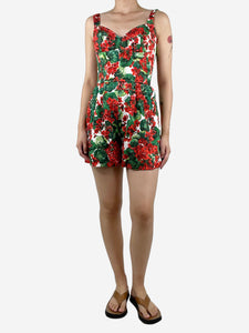 Dolce & Gabbana Green floral playsuit - size UK 8