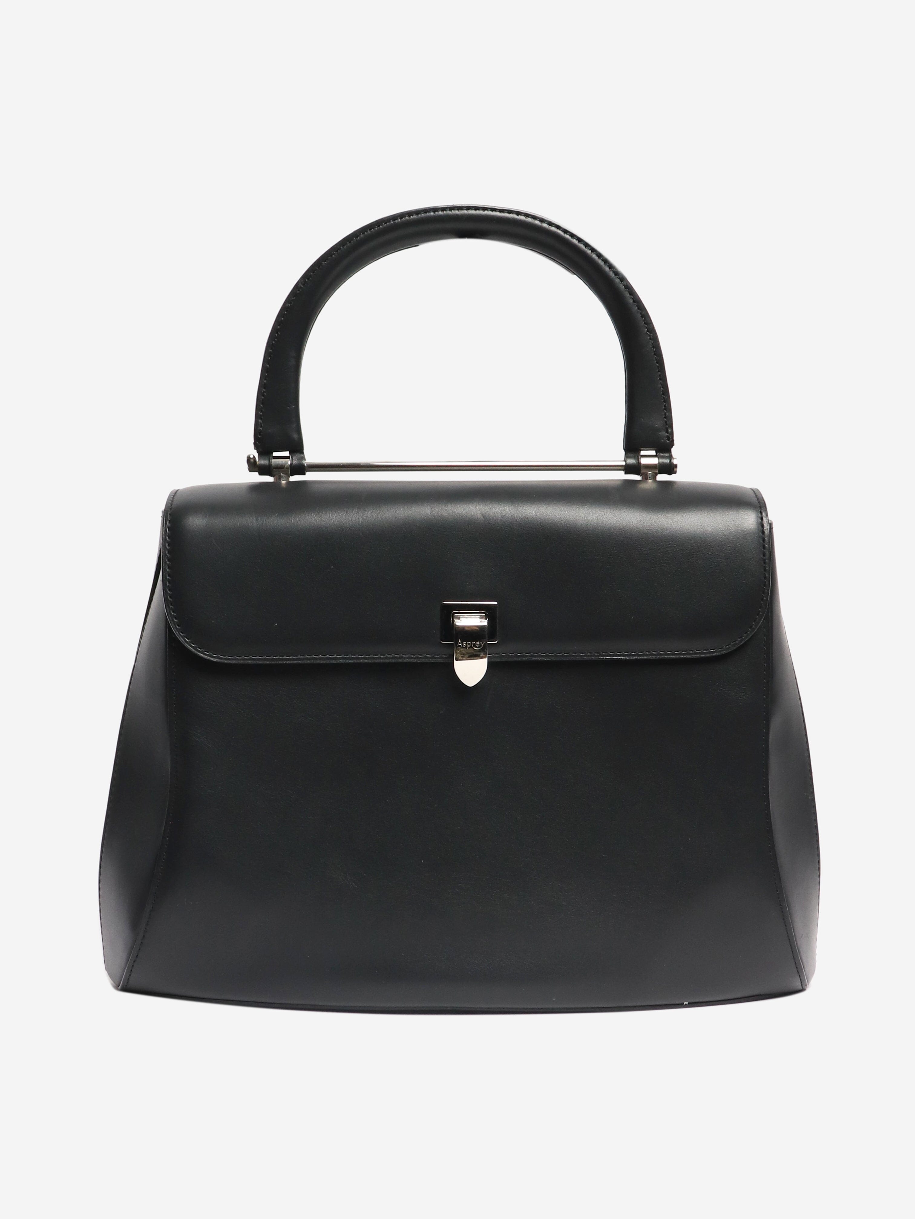 Black leather top handle bag Top Handle Bags Asprey 
