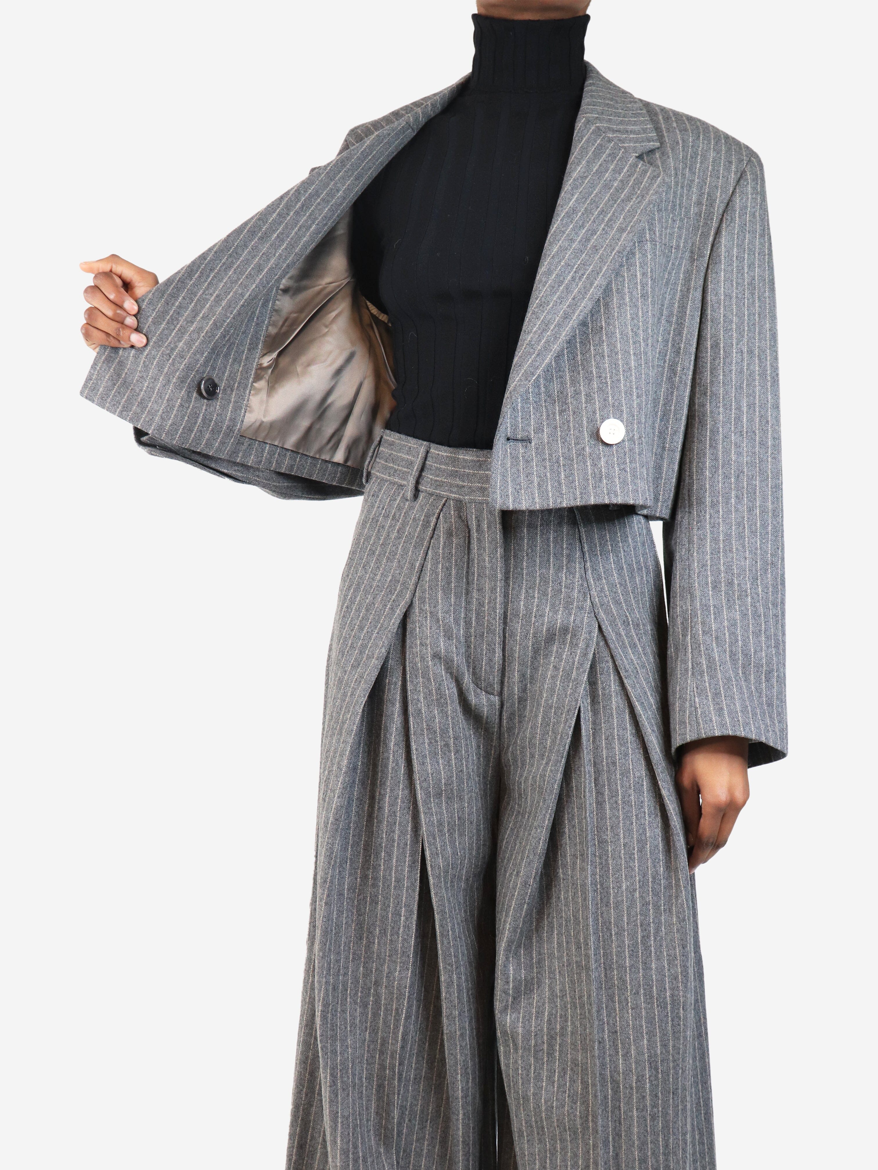 Grey cropped pinstripe blazer - size UK 8 Coats & Jackets Acne Studios 