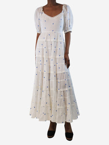 Rixo Blue and white floral embroidered maxi dress - size XS