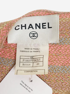 Chanel Pink tweed striped pocket dress - size UK 16