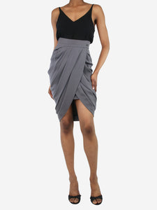 Chanel Grey draped silk midi skirt - size UK 6