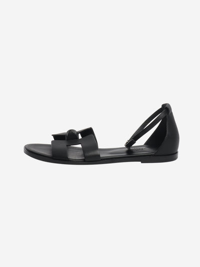 Black leather sandals - size EU 39 Flat Sandals Hermes 