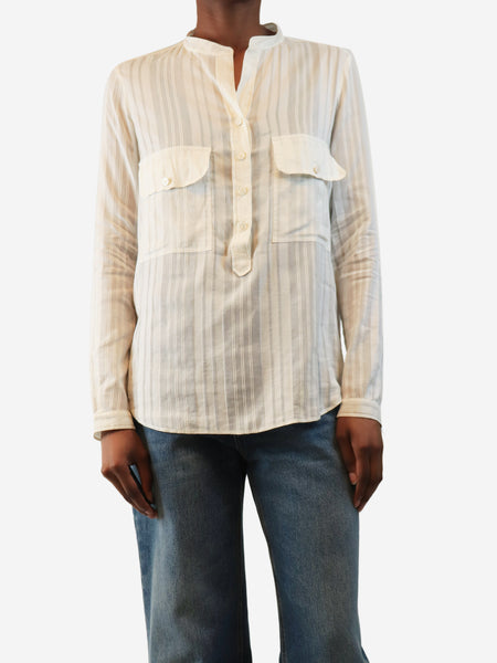 White sheer striped shirt - size UK 4 product image