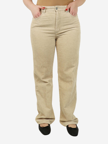 Neutral straight-leg corduroy trousers - size UK 12 product image