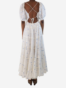 Rixo Blue and white floral embroidered maxi dress - size XS