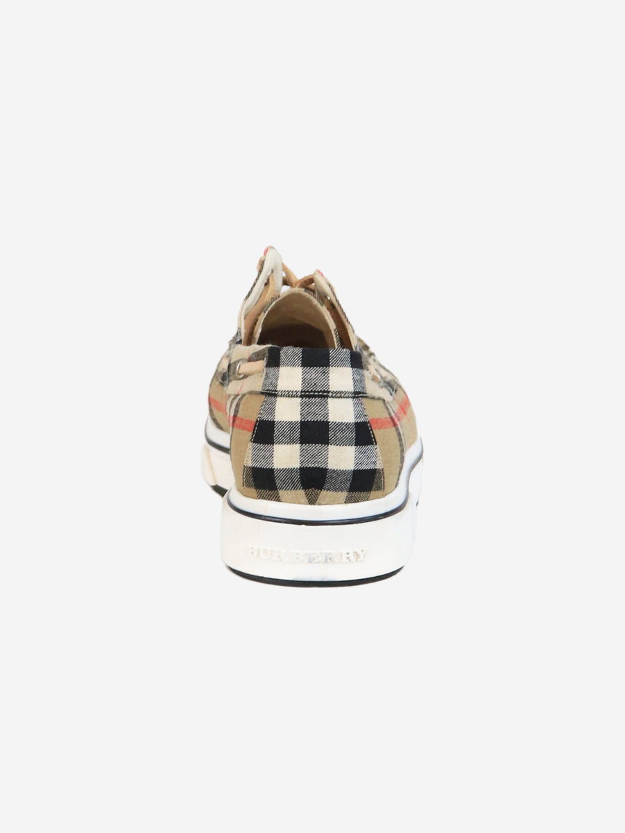 Burberry pre-owned brown nova check boat shoes - size EU 