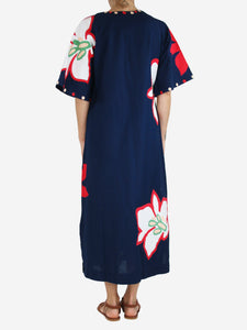 Frances valentine Navy floral embroidered caftan - size S