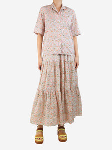 Really Wild Orange floral printed midi skirt - size UK 8