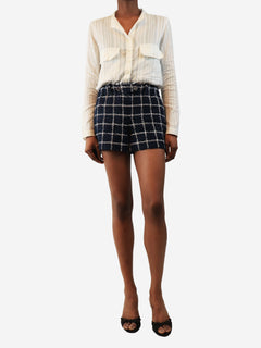 Blue tweed check mini shorts - size UK 6 Shorts Chanel 
