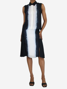 Vince Navy blue sleeveless blouse and midi skirt set - size UK 8