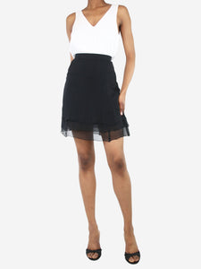 Chanel Black silk A-line chiffon skirt - size UK 10