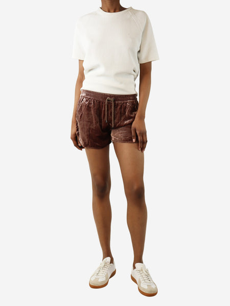 Pink velvet mini shorts - size XS alternate image