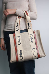 Chloe Neutral medium Woody tote bag