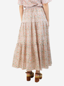 Really Wild Orange floral printed midi skirt - size UK 8