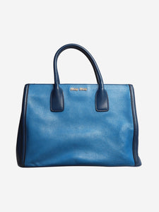 Miu Miu Blue two-tone leather top handle bag