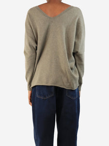 Kujten Brown cashmere v-neck jumper - size UK 6