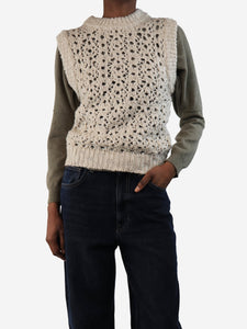 Amomento Neutral loose-knit jumper vest - size XS