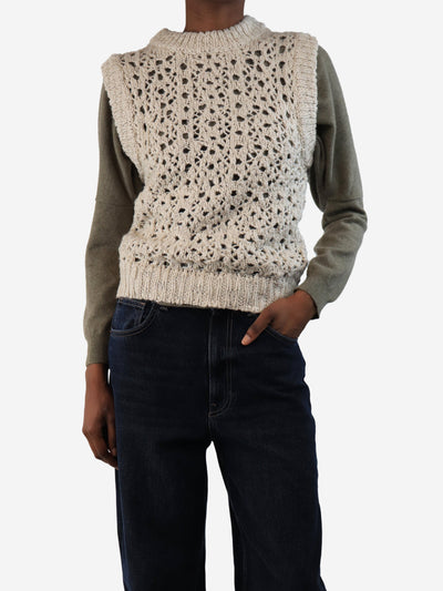 Neutral loose-knit jumper vest - size XS Knitwear Amomento 