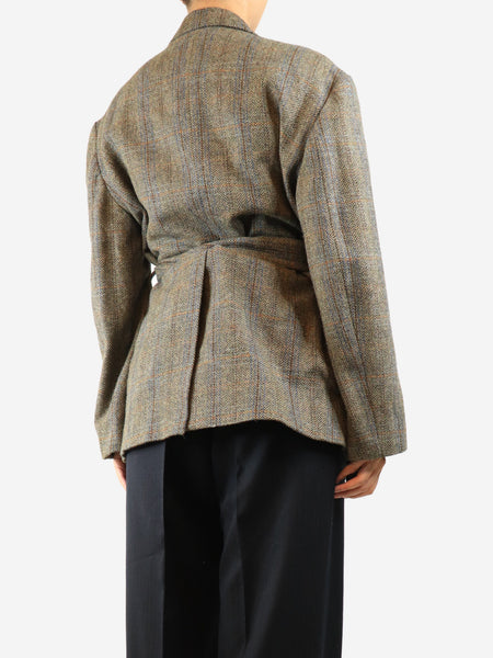 Green tweed belted blazer - size UK 12 alternate image