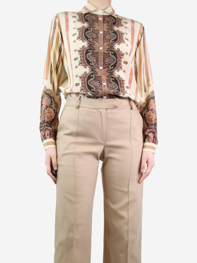Cream and pink silk paisley blouse - size UK 10 Tops Etro 