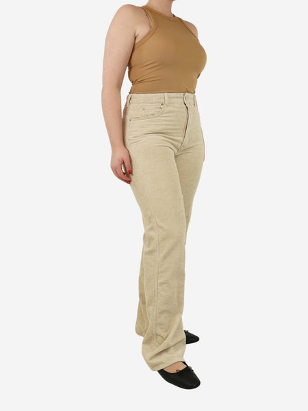 Neutral straight-leg corduroy trousers - size UK 12 alternate image