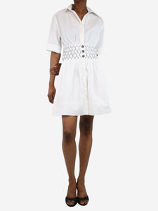 Chanel White shirred waist mini dress - size UK 6