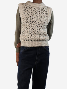 Amomento Neutral loose-knit jumper vest - size XS