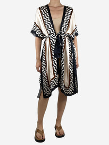 Max Mara Cream printed belted kimono - size