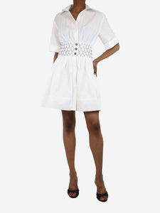 Chanel White shirred waist mini dress - size UK 6