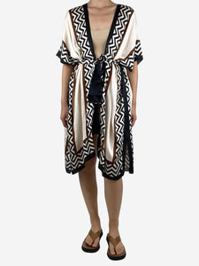 Max Mara Cream printed belted kimono - size