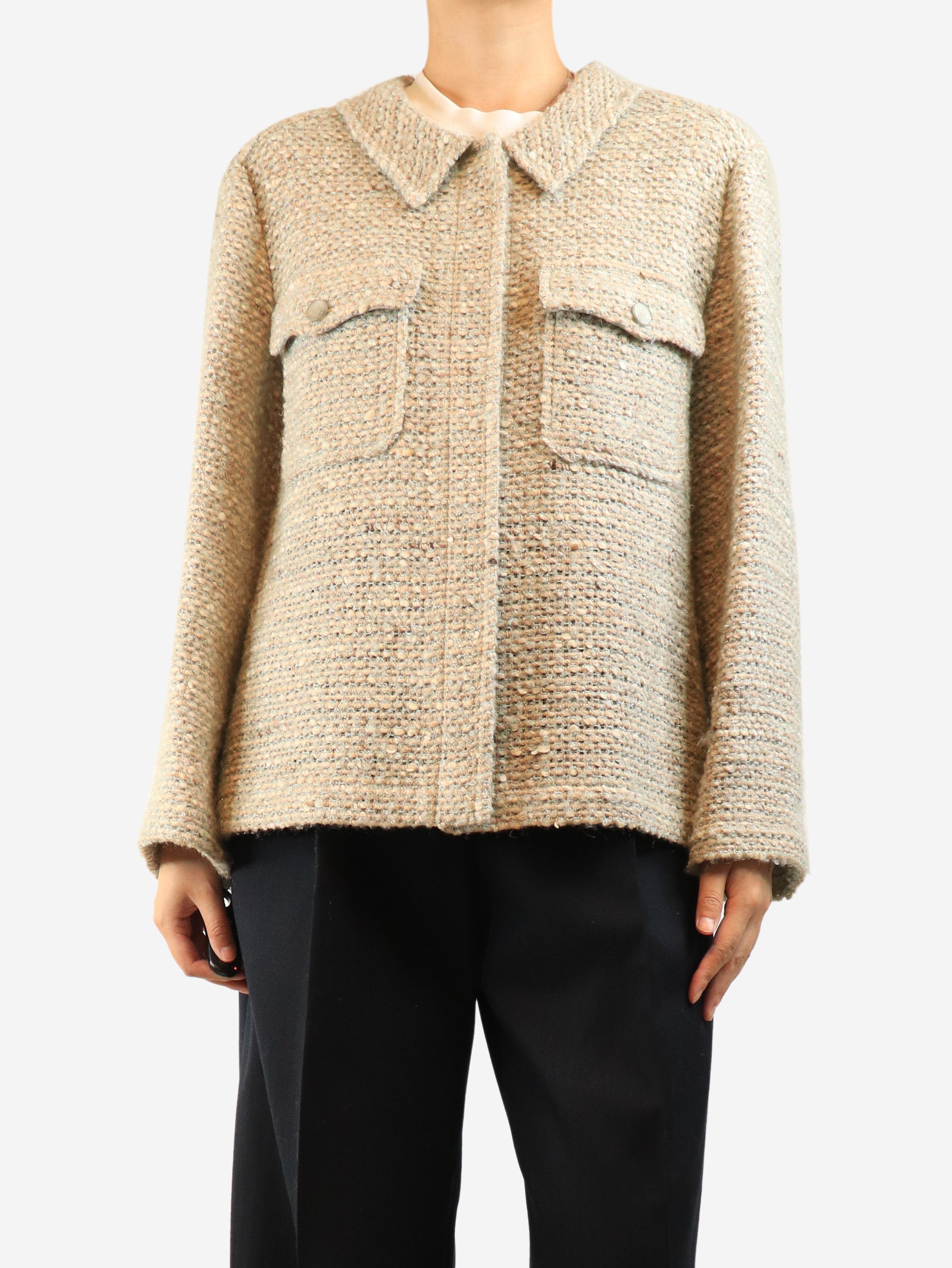 Neutral tweed jacket - size UK 20