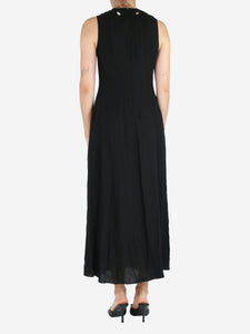 Three Graces Black sleeveless cutout linen midi dress - size UK 8