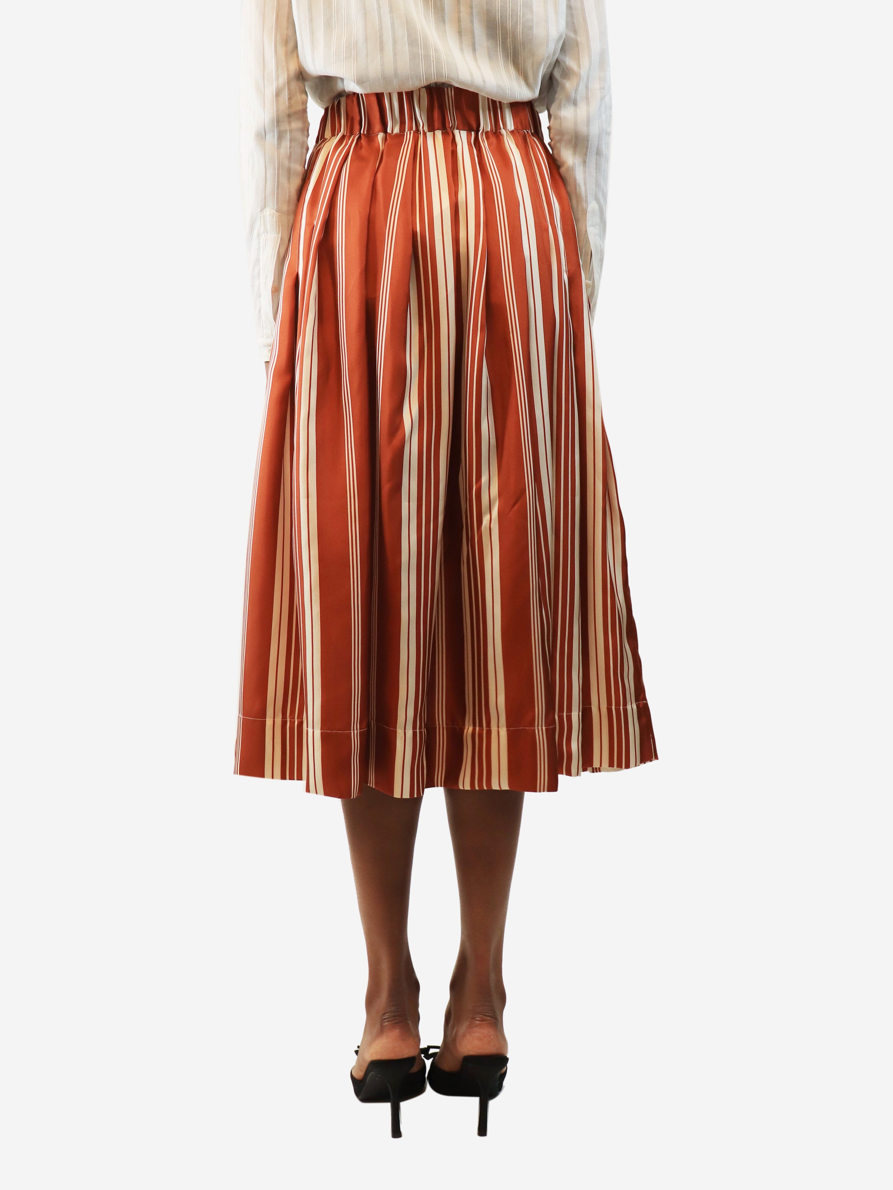 Orange and cream silk striped midi skirt - size UK 8 Skirts La Prestic Ouiston 