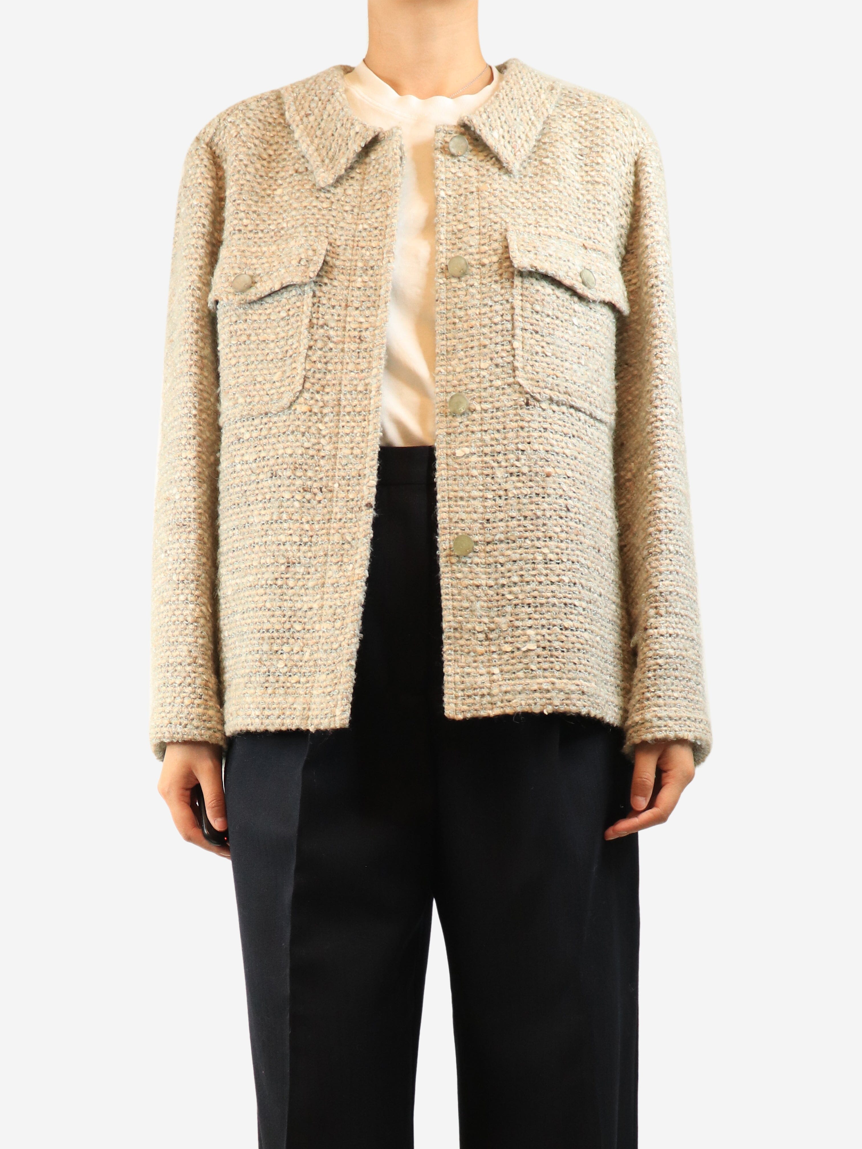 Neutral tweed jacket - size UK 20