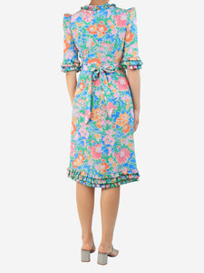 The Vampire's Wife Green silk floral-print ruffled midi dress - size UK 8